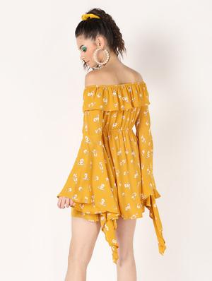 off shoulder bell sleeved a-line dress - 16618848 - Standard Image - 3