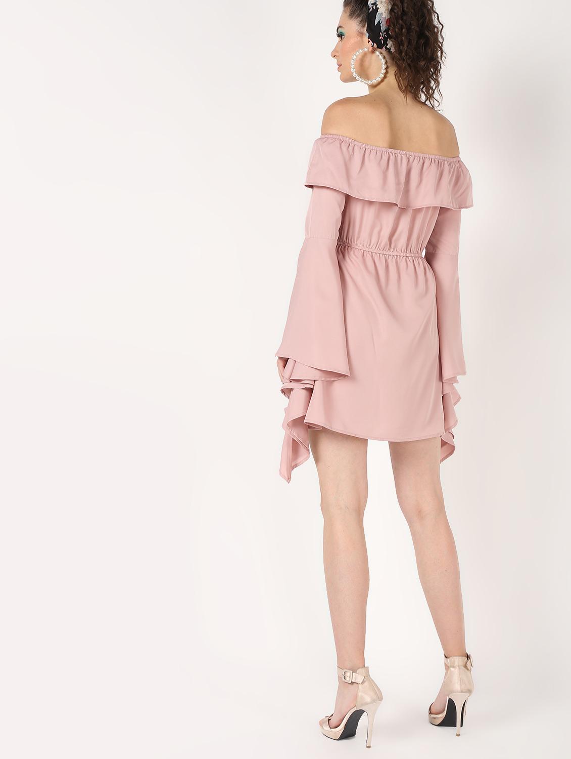 off shoulder asymmetric bell sleeved dress - 16618850 - Zoom Image - 3