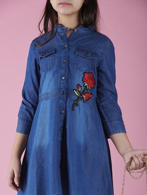 pocket patch embroidered denim frock - 16618941 - Standard Image - 3
