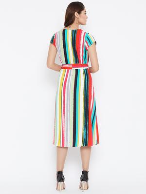 tie front striped a-line dress - 16619229 - Standard Image - 3