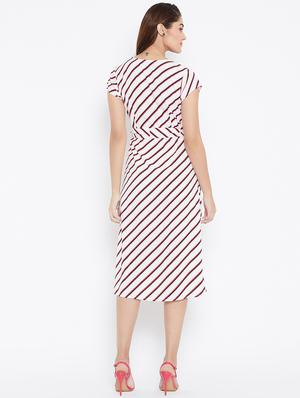 round neck striped a-line dress - 16619239 - Standard Image - 3