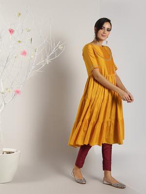 gota patti tiered kurta pant set - 16619447 - Standard Image - 3