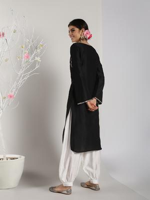gota work straight kurta with salwar set - 16619449 - Standard Image - 3