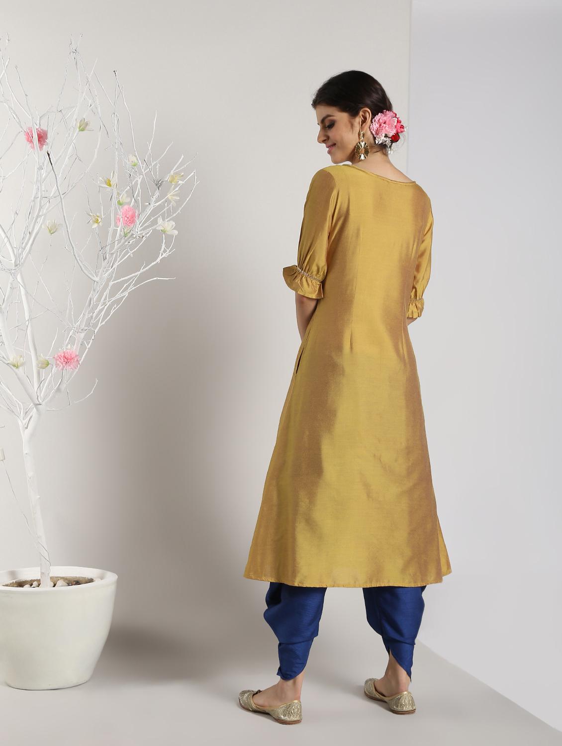 solid straight kurta with salwar set - 16619451 - Zoom Image - 3