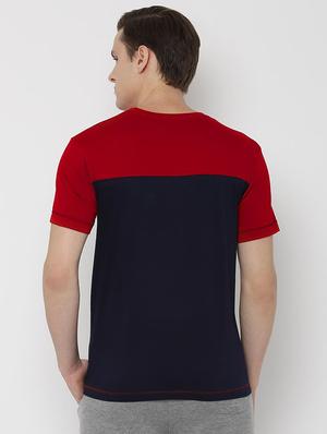 navy blue color block t-shirt - 16620745 - Standard Image - 3