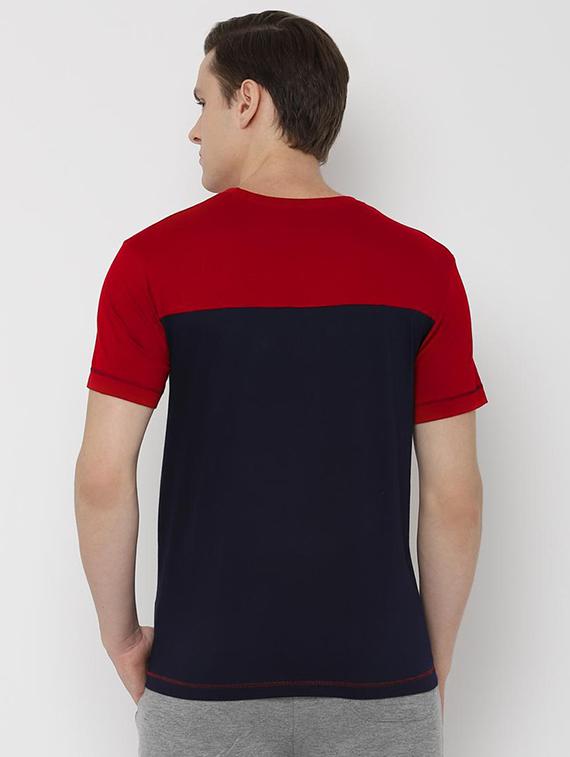 navy blue color block t-shirt - 16620745 - Zoom Image - 3