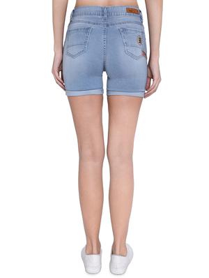 high rise stone washed shorts - 16622901 - Standard Image - 3