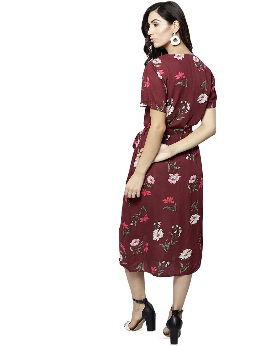 tie knot floral sheath dress - 16622934 - Zoom Image - 3