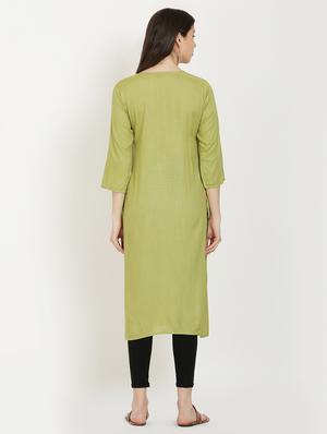 pintucks solid straight kurta - 16626279 - Standard Image - 3
