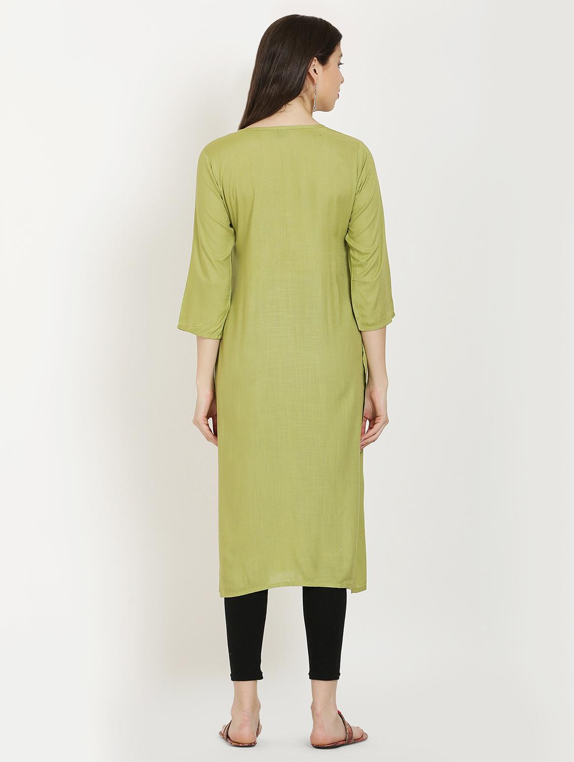 pintucks solid straight kurta - 16626279 - Zoom Image - 3