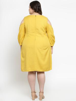 cold shoulder solid a-line dress - 16626674 - Standard Image - 3