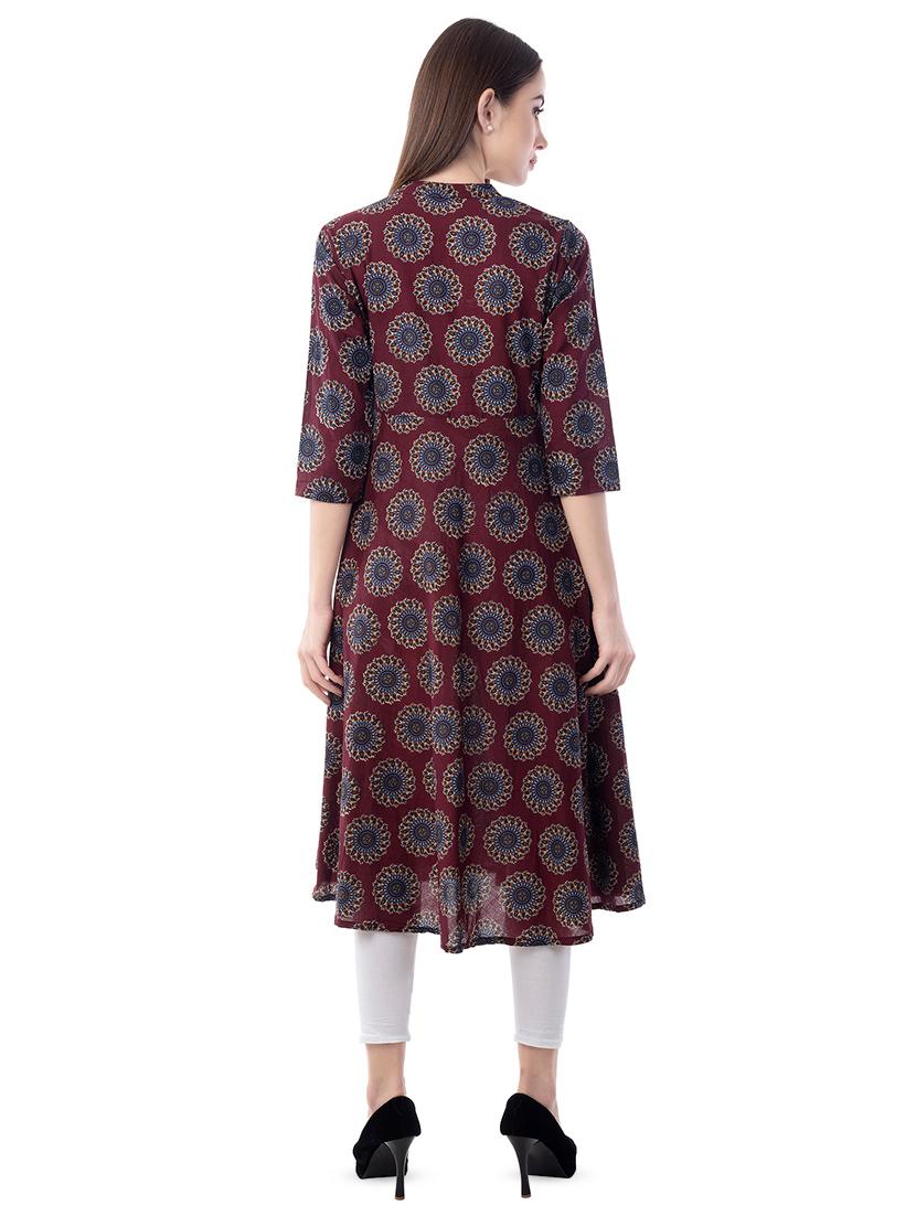 printed flared kurta - 16628524 - Zoom Image - 3