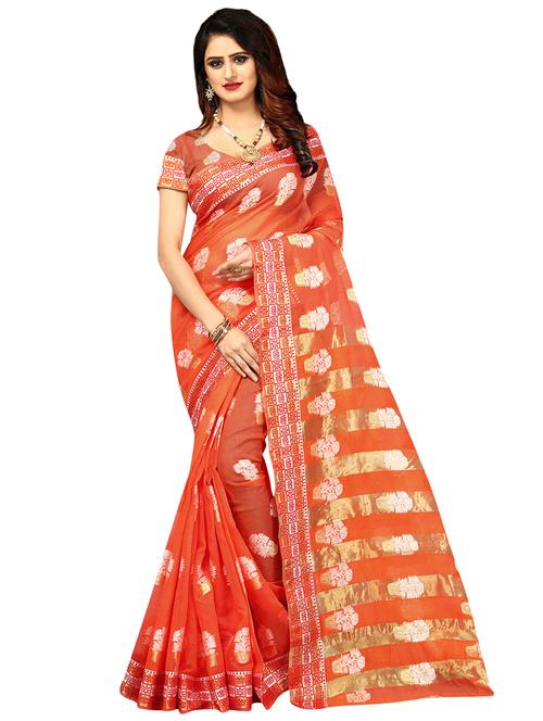 jacquard woven saree with blouse - 16629449 - Standard Image - 1