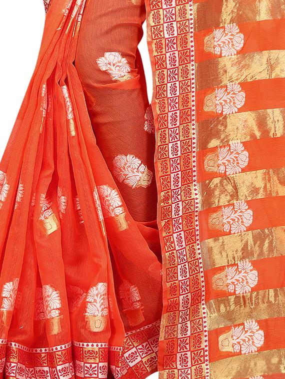 jacquard woven saree with blouse - 16629449 - Zoom Image - 3