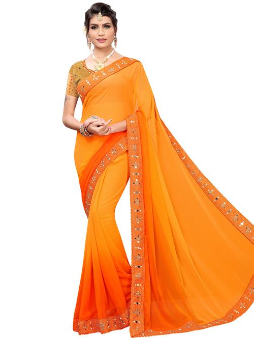 bordered ombre saree with blouse - 16629804 - Standard Image - 1