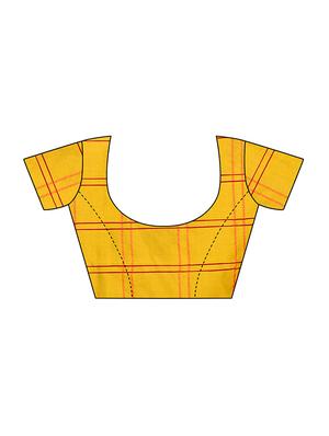 checkered printed saree with blouse - 16629826 - Standard Image - 3
