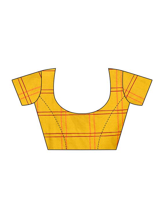 checkered printed saree with blouse - 16629826 - Zoom Image - 3