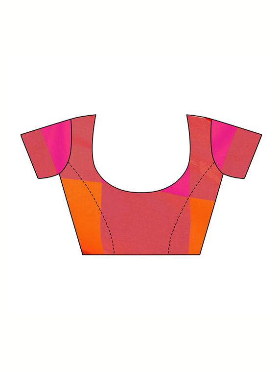 color block woven saree with blouse - 16629832 - Zoom Image - 3