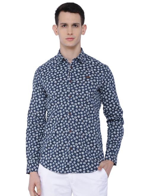 blue floral printed casual shirt - 16629886 - Standard Image - 1