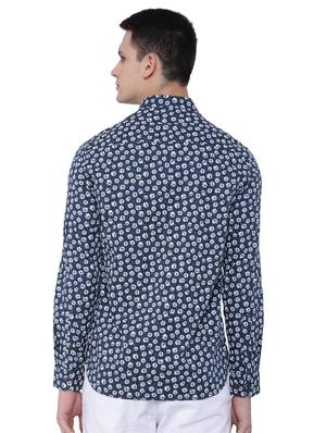 blue floral printed casual shirt - 16629886 - Standard Image - 3