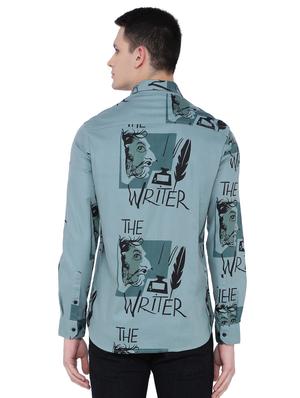 green printed casual shirt - 16629889 - Standard Image - 3