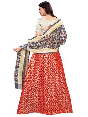 contrast flared lehenga - 16630283 - Standard Image - 3