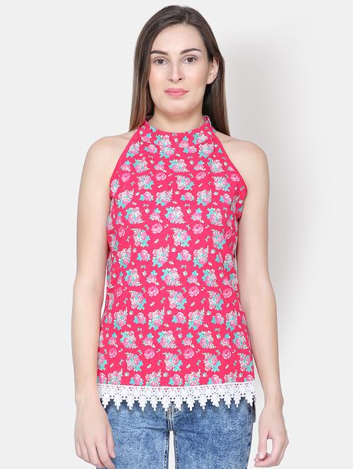 halter neck laced hem top - 16630375 - Standard Image - 1