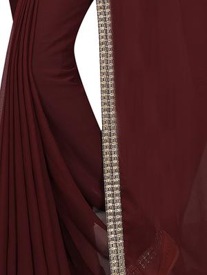 solid plain saree with blouse - 16630614 - Standard Image - 3