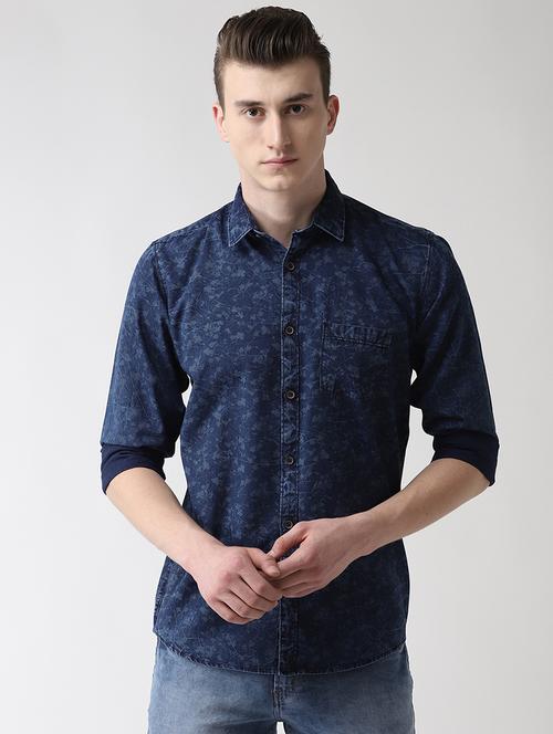 blue printed casual shirt - 16631228 - Standard Image - 1