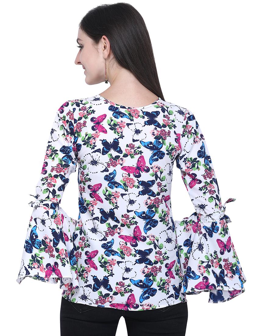 bell sleeved butterfly print top - 16631527 - Zoom Image - 3