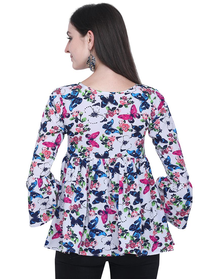 bell sleeved printed top - 16631532 - Zoom Image - 3