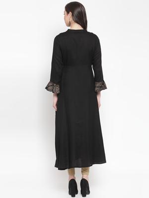foil print flared kurta - 16631618 - Standard Image - 3