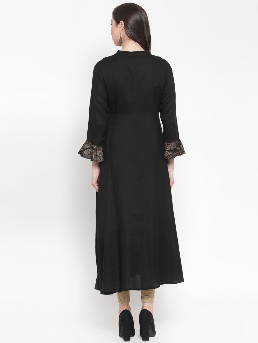 foil print flared kurta - 16631618 - Zoom Image - 3