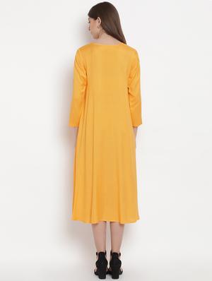 scoop neck pleated a-line dress - 16631679 - Standard Image - 3