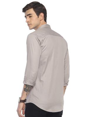 grey solid casual shirt - 16631765 - Standard Image - 3