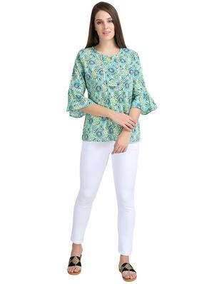 green cotton aline kurti - 16631777 - Standard Image - 3