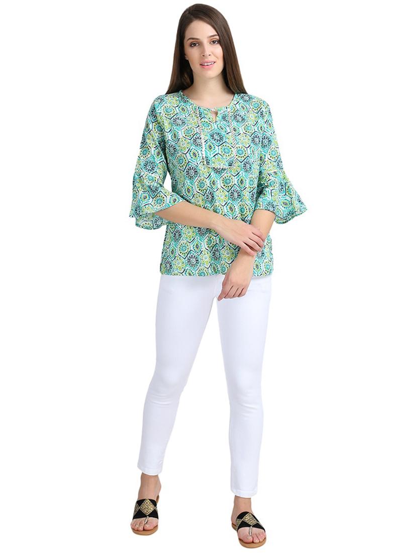 green cotton aline kurti - 16631777 - Zoom Image - 3