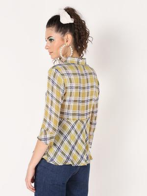 flute sleeved checkered top - 16631781 - Standard Image - 3