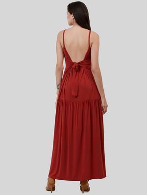 tie knot back gathered maxi dress - 16631881 - Standard Image - 3