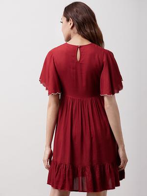 bell sleeved floral embroidered a-line dress - 16631882 - Standard Image - 3