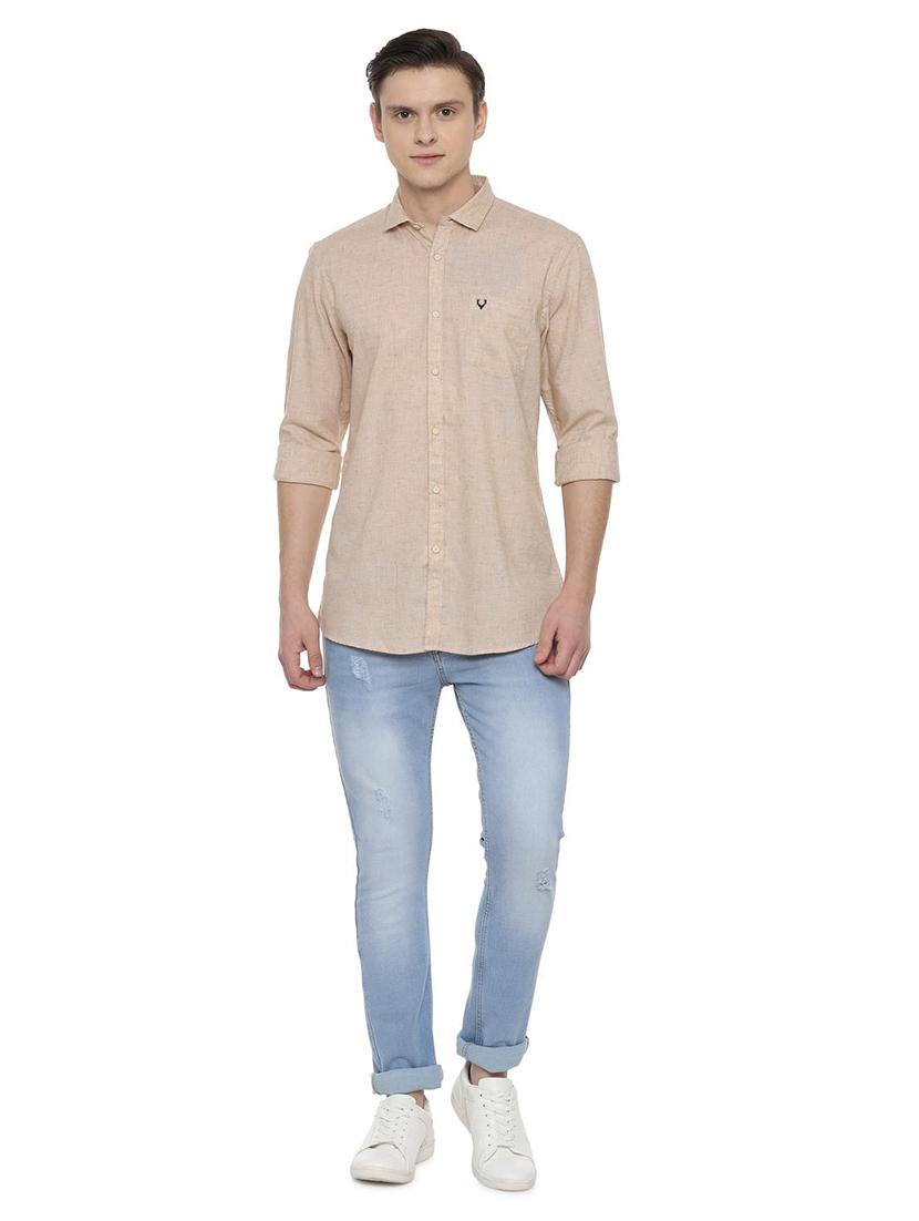 beige solid casual shirt - 16631988 - Zoom Image - 3