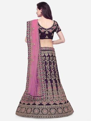 embroidered a-line lehenga - 16632186 - Standard Image - 3