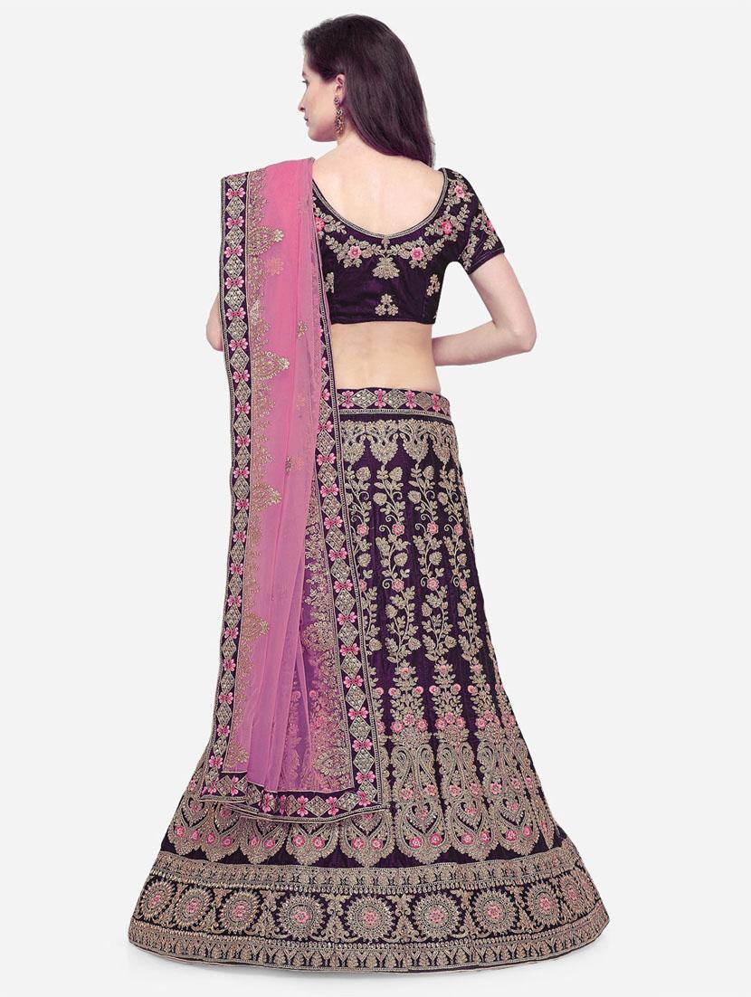 embroidered a-line lehenga - 16632186 - Zoom Image - 3