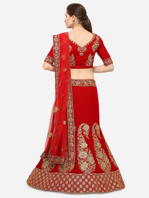 embroidered a-line lehenga - 16632200 - Standard Image - 3