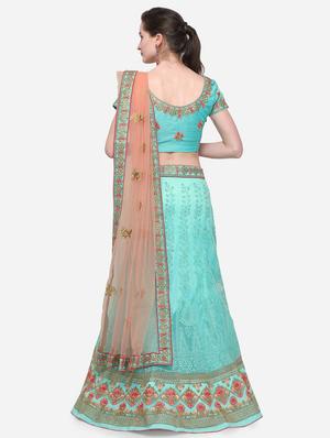 embroidered a-line lehenga - 16632259 - Standard Image - 3