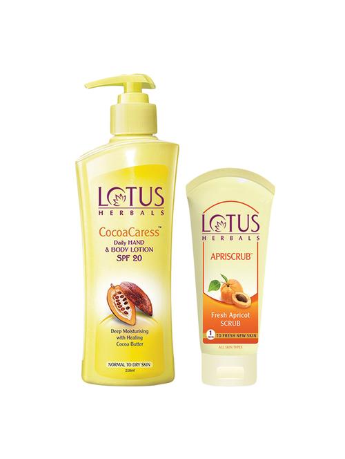 lotus herbals cocoacaress daily hand & body lotion 250ml with apriscrub 60g - 16632417 - Standard Image - 1