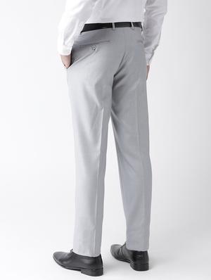 grey textured flat front formal trouser - 16633134 - Standard Image - 3