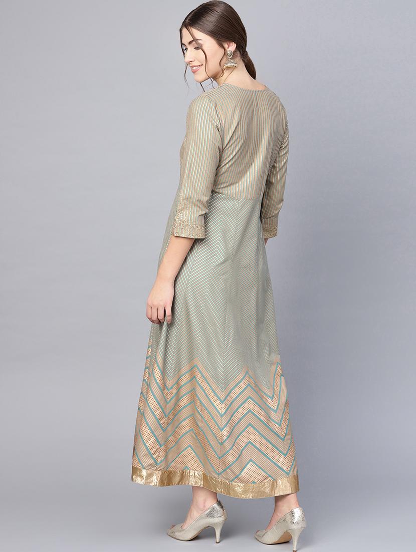 chevron zari work anarkali ethnic dress - 16633300 - Zoom Image - 3