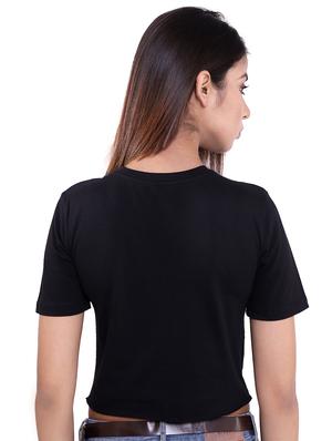 crew neck quirky text crop top - 16633323 - Standard Image - 3