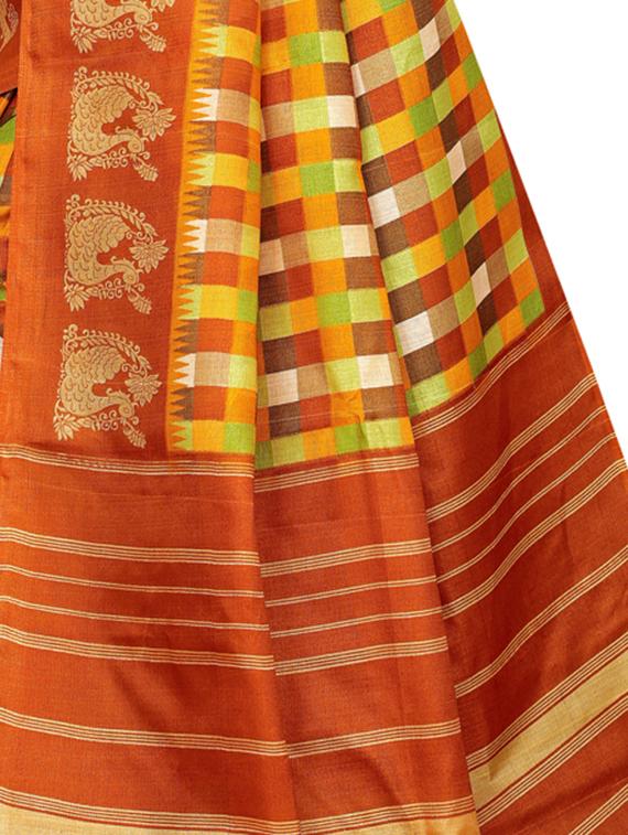 checkered printed saree with blouse - 16633371 - Zoom Image - 3